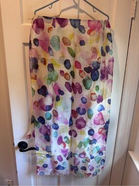 Uno Alla Volta Italian Watercolor Print Lightweight Scarf Wrap